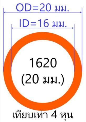 ขนาดของท่อน้ำร้อน 1620 (5 หุน)